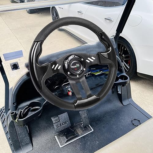 Miniatura 7 de RASTP Volante de carrito de golf universal para carrito de golf EZGO RXVTXT, Club Car DS & Precedent Yamaha, negro
