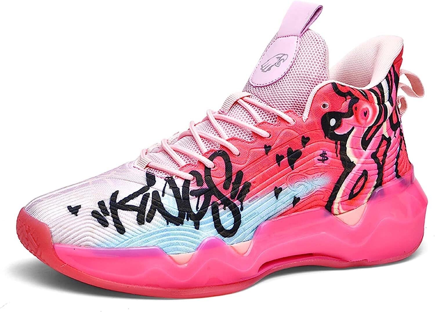 Bolognifi Zapatos de Baloncesto Fluorescentes Ligeros para Hombres Mujeres Rosa