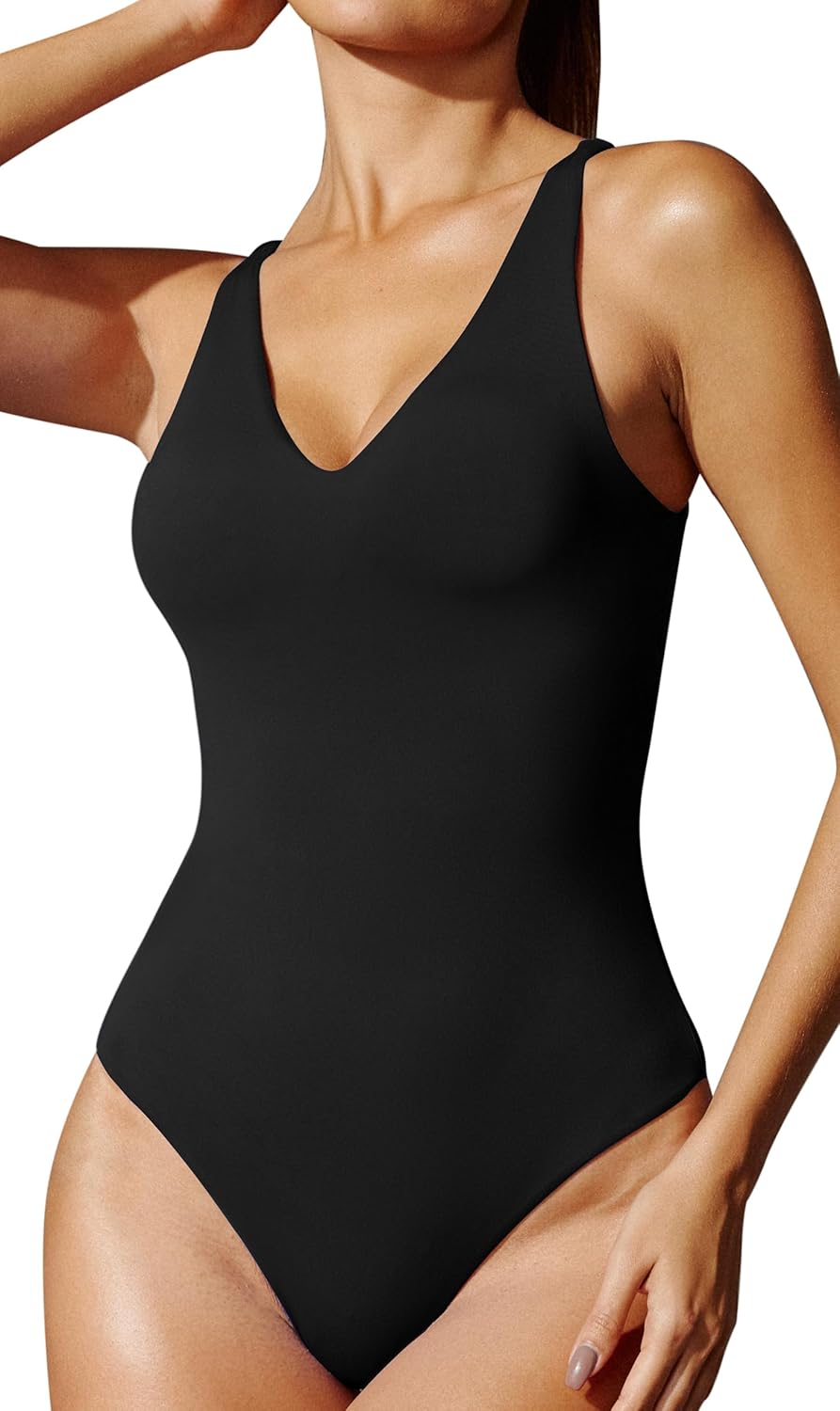 IUGA Shapewear Bodysuits for Women Tummy Control Slimming Tank Top Bodysuit Deep V Neck Sexy Sleeveless Body Suit