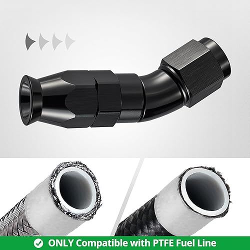 Miniatura 5 de EVIL ENERGY 3AN PTFE montaje extremo de manguera 30 grados negro para manguera de PTFE solamente