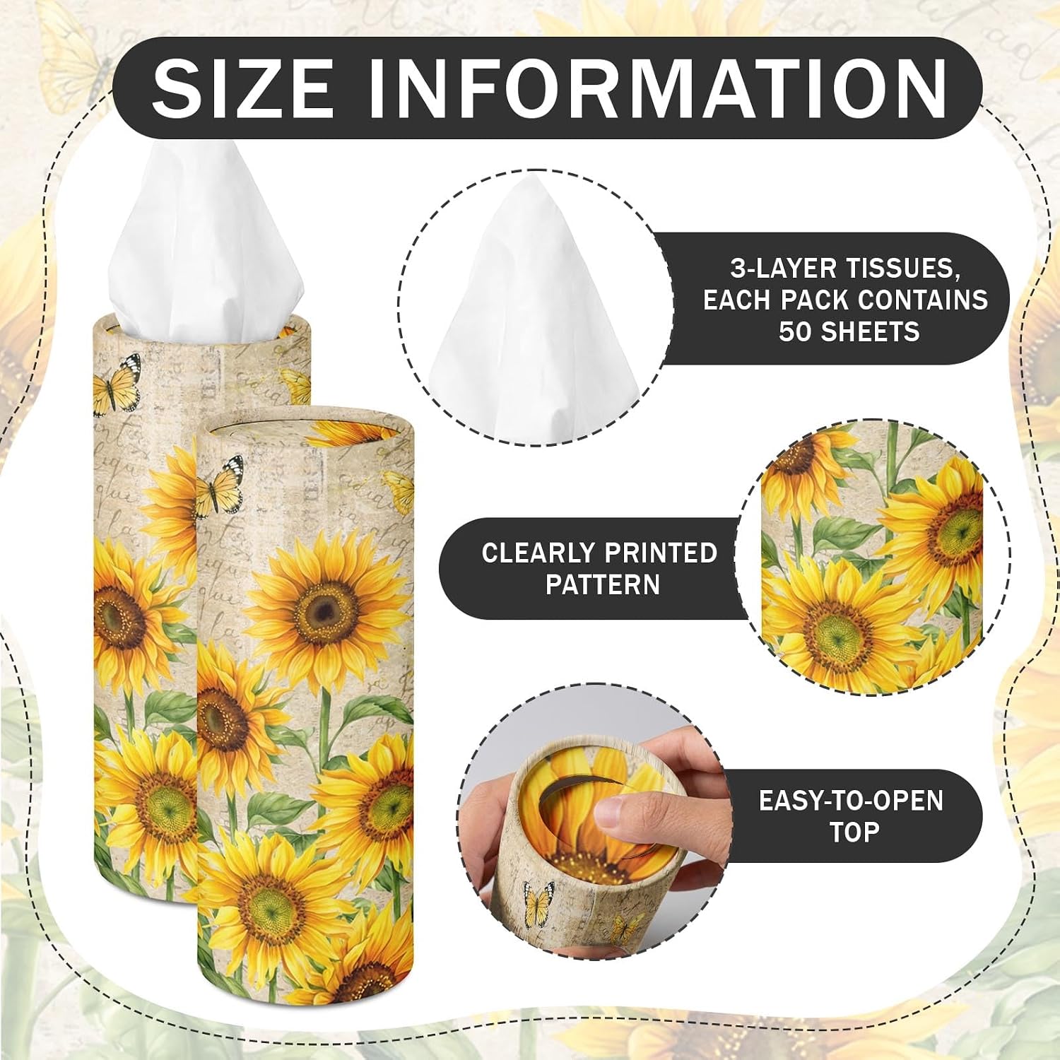 Arttown Car Tissue Holder for Cup Holder Floral Facial Tissues 12 Pack image 3