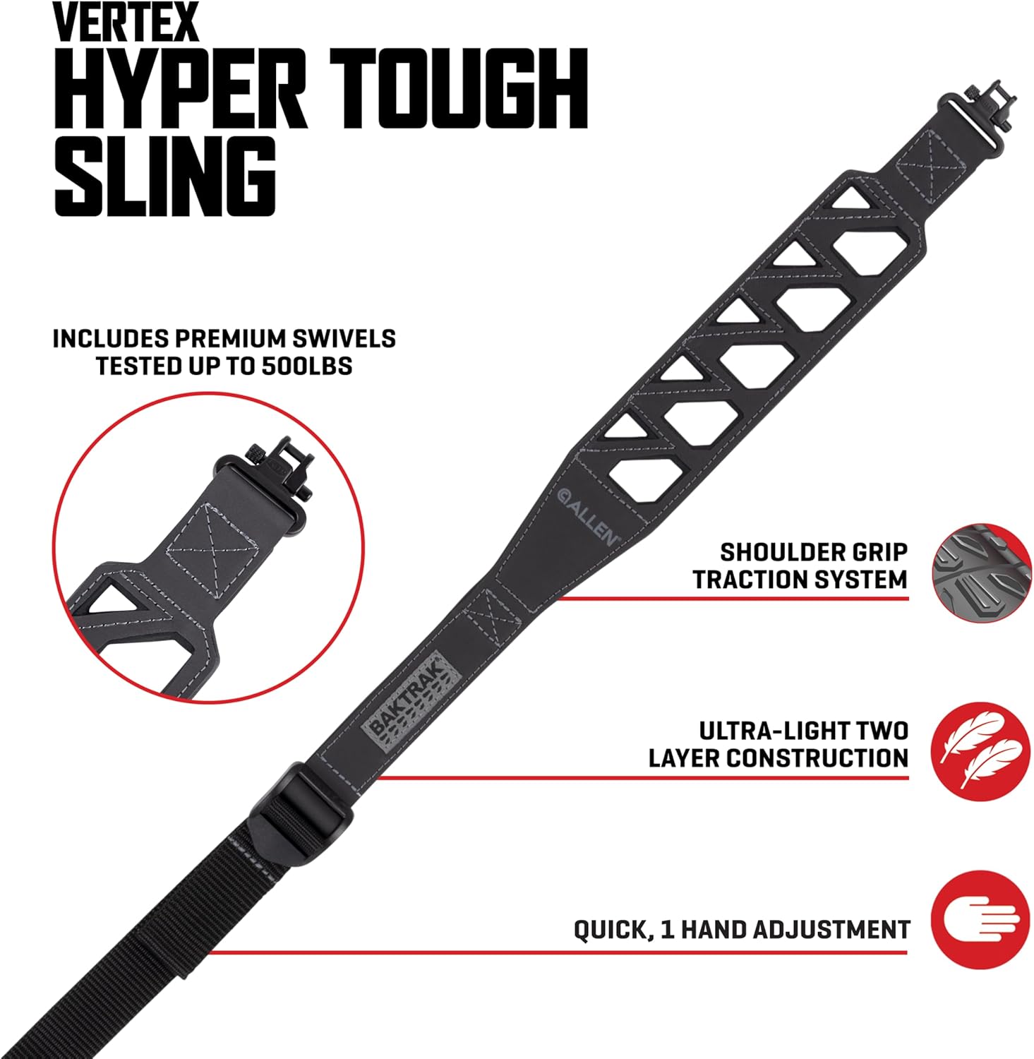 Vertex Hyper Tough Sling w/Swivels, Black