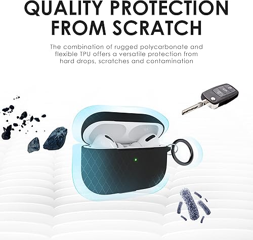 Miniatura 2 de Blaspins Funda para AirPods Pro, carcasa dura militar, cuerpo completo, resistente arena, mate, funda protectora a prueba de golpes, clip de bloqueo