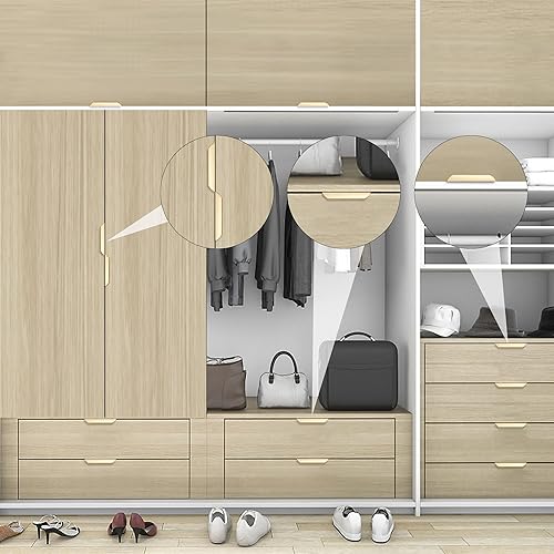 Miniatura 6 de Paquete de 10 tiradores de dedo con borde dorado para armarios de cocina de 3.15 pulgadas, tiradores de cajones modernos de aluminio ocultos para