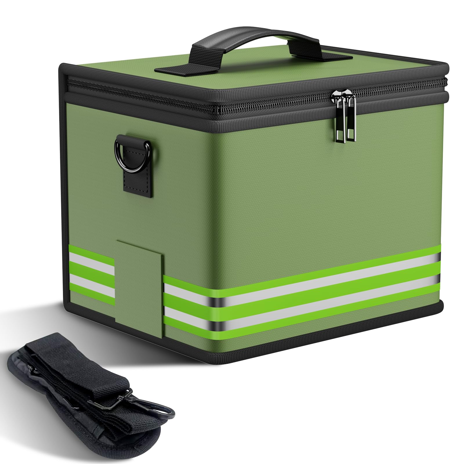 ENGPOW Lipo Safe Bag Feuerfeste Akku Tasche 24x18x20cm für Drohnen E-Bike | 5200℉ hitzebeständig, 3-lagig Glasfaser, Doppelreißverschluss, wasserdicht, für Powerbank E-Bike Autobatterie