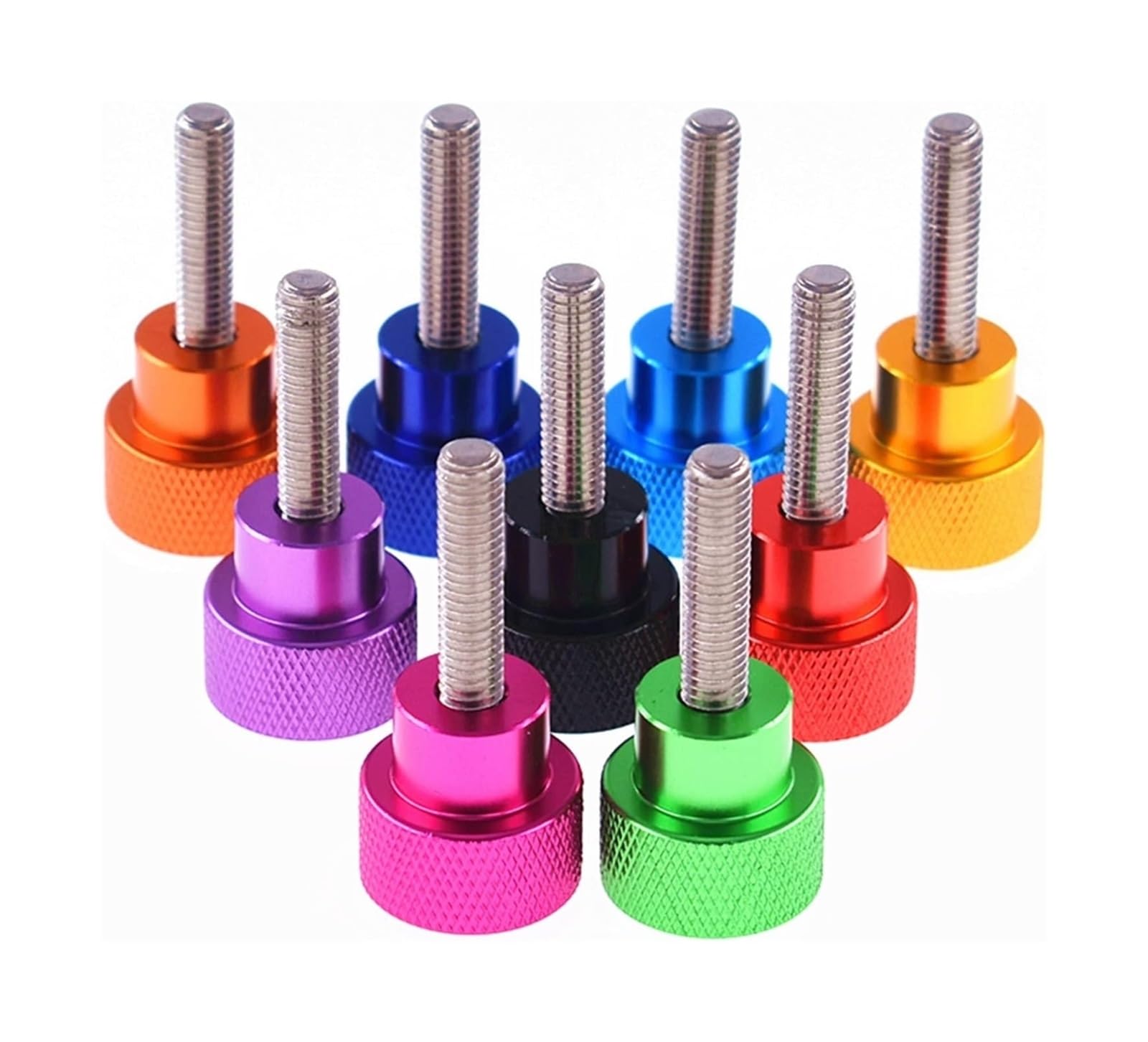 Tornillo moleteado, cabeza de aluminio, rosca acero inoxidable(Black,35MM-M6 2PCS)