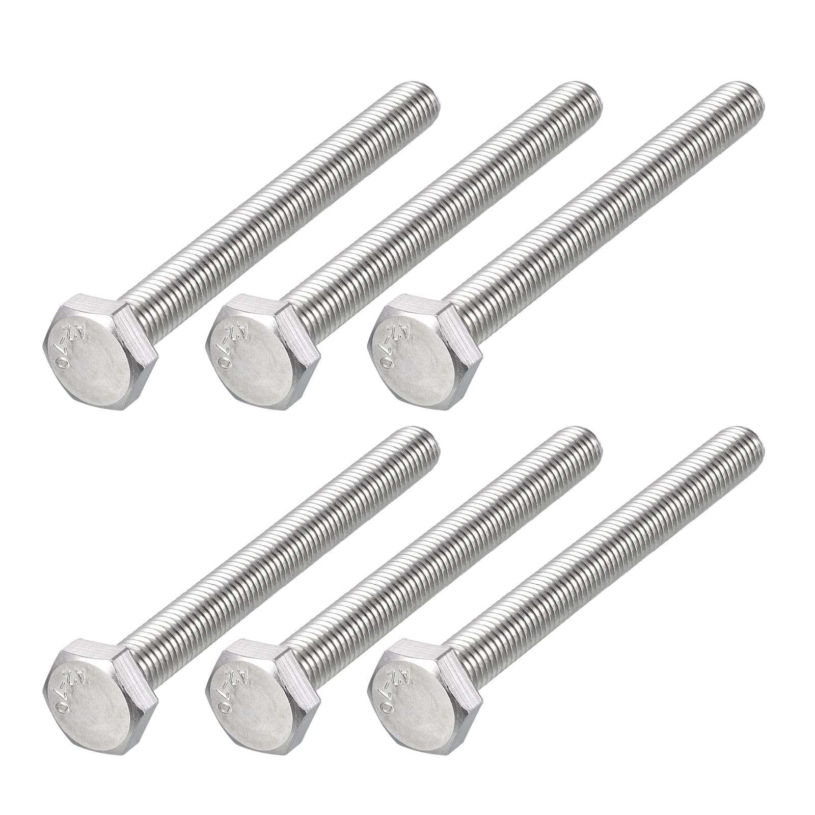 METALLIXITY Hex Bolts (M10-1.5x100mm) 6Pcs, 304 Stainless Steel Coarse Fully Threaded Hex Head Screw Bolt Machine Screws