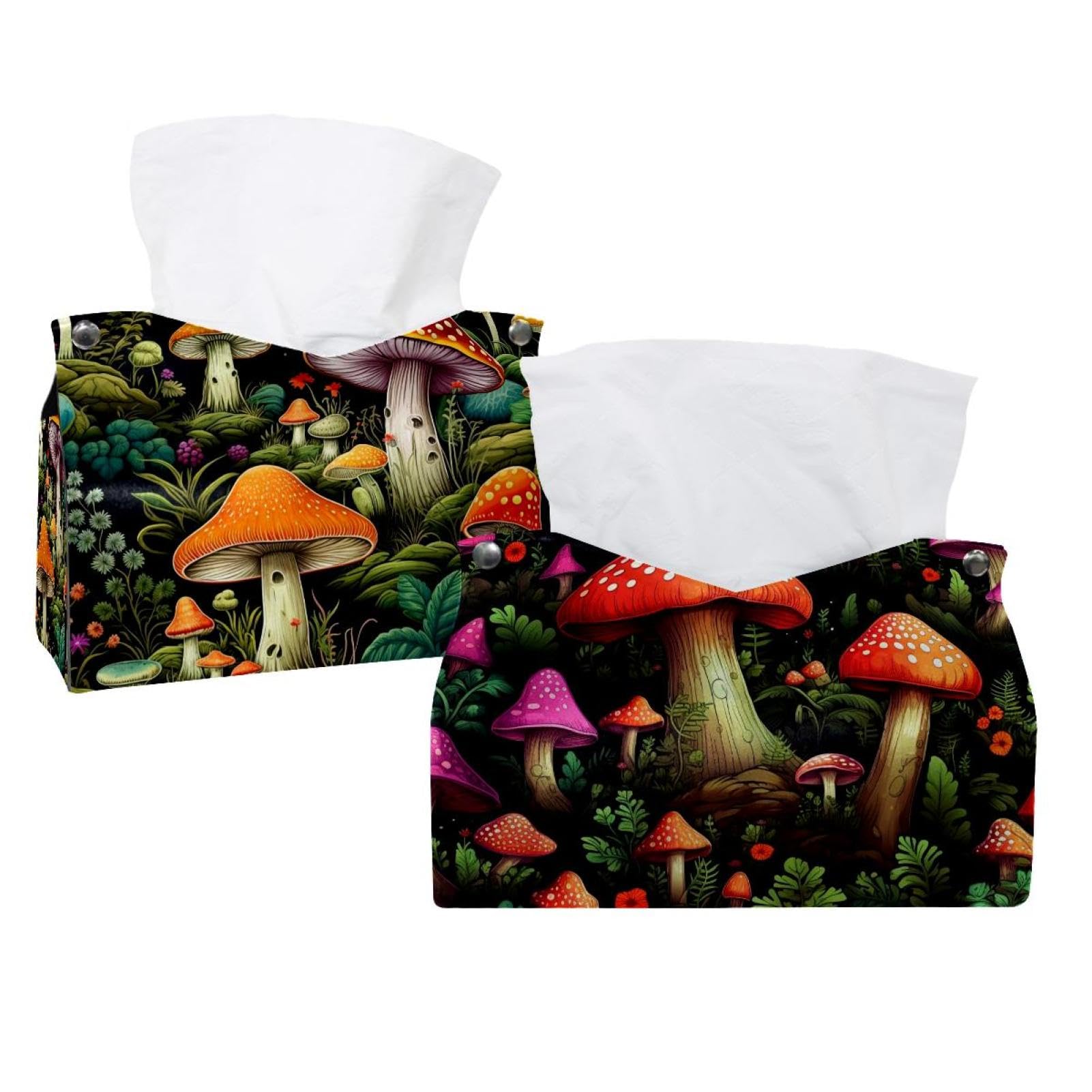 Housse de boîte à mouchoirs champignon idée cadeau créative lot de 2