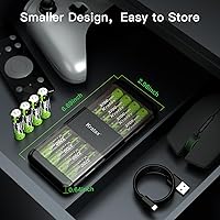 Vista 7 de Kratax 3700mWh AA Rechargeable Lithium Batteries with Charger, 12pack high Capacity Double A li-ion Batteries 1.5v, Long Lasting, Ultra-Thin Battery