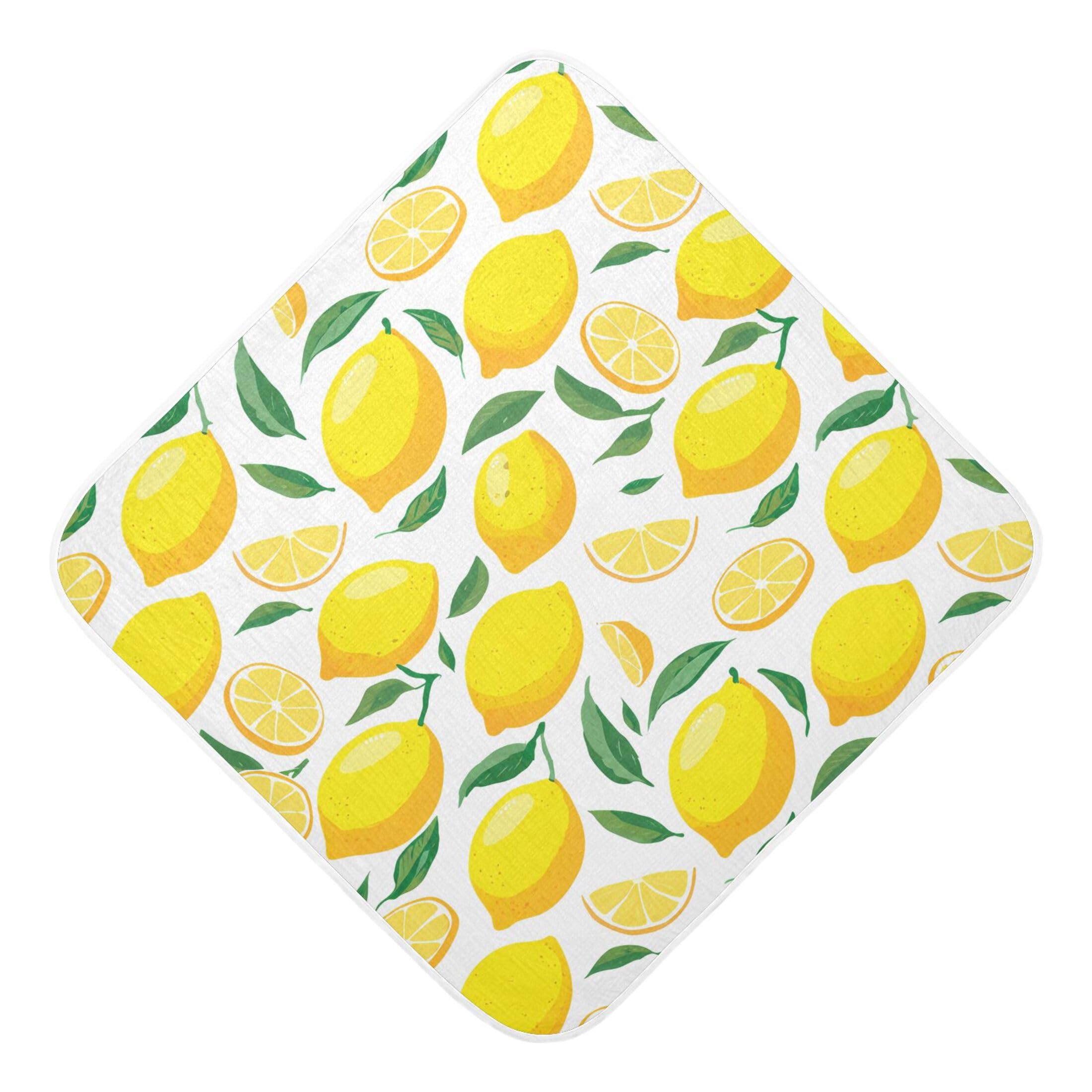 Kigai Baby Hooded Towel Absorbent Baby Bath Shower Towel with Hood for Newborn Boys Girls Babies Infant Toddler (Lemons 35 x 35 in)