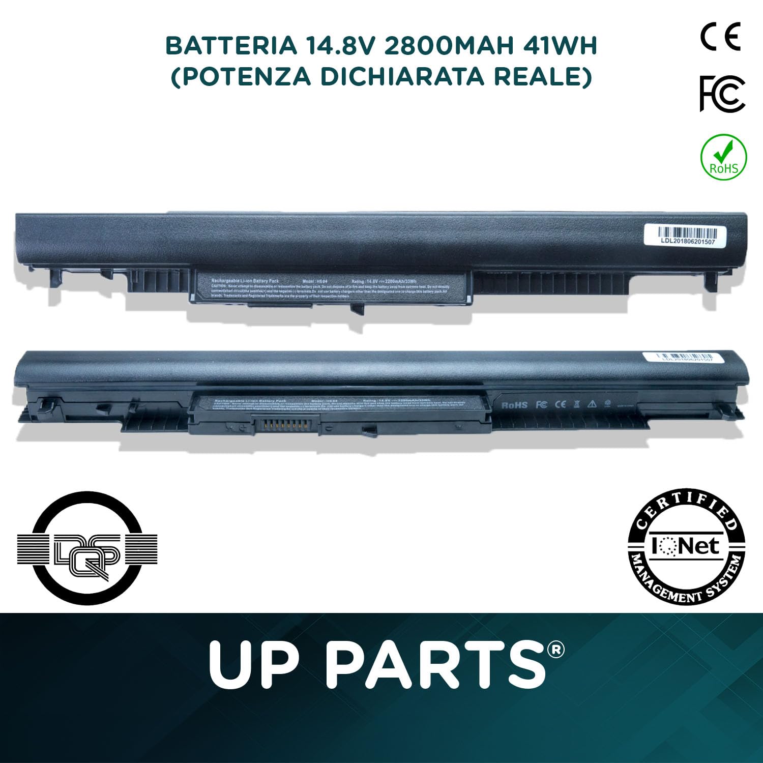 HS04 2800 mAh Batteria Compatibile con HP HS04 807957-001 807956-001 HSTNN-LB6V con PC portatile HP 250 G4 250 G5 255 G5(14,4/14.8V 41.5Wh) (No per i modelli da 11,1V) UP PARTS