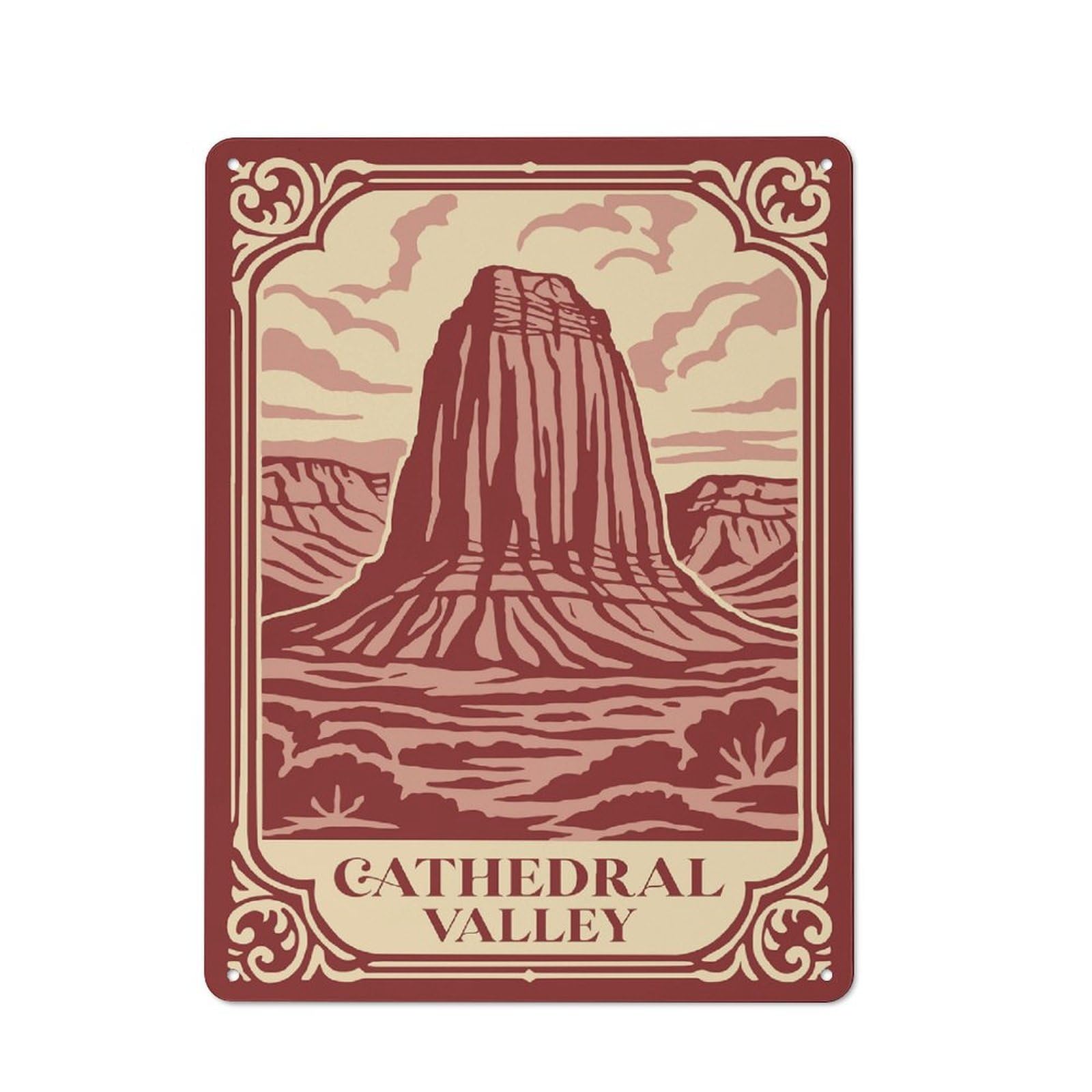 Junmoney Style-1 Cathedral Valley Vintage Everyday Metal Wall Decor 40X30cm, Vintage Metal Sign For Hallway, Home Bar, Garage Or Study