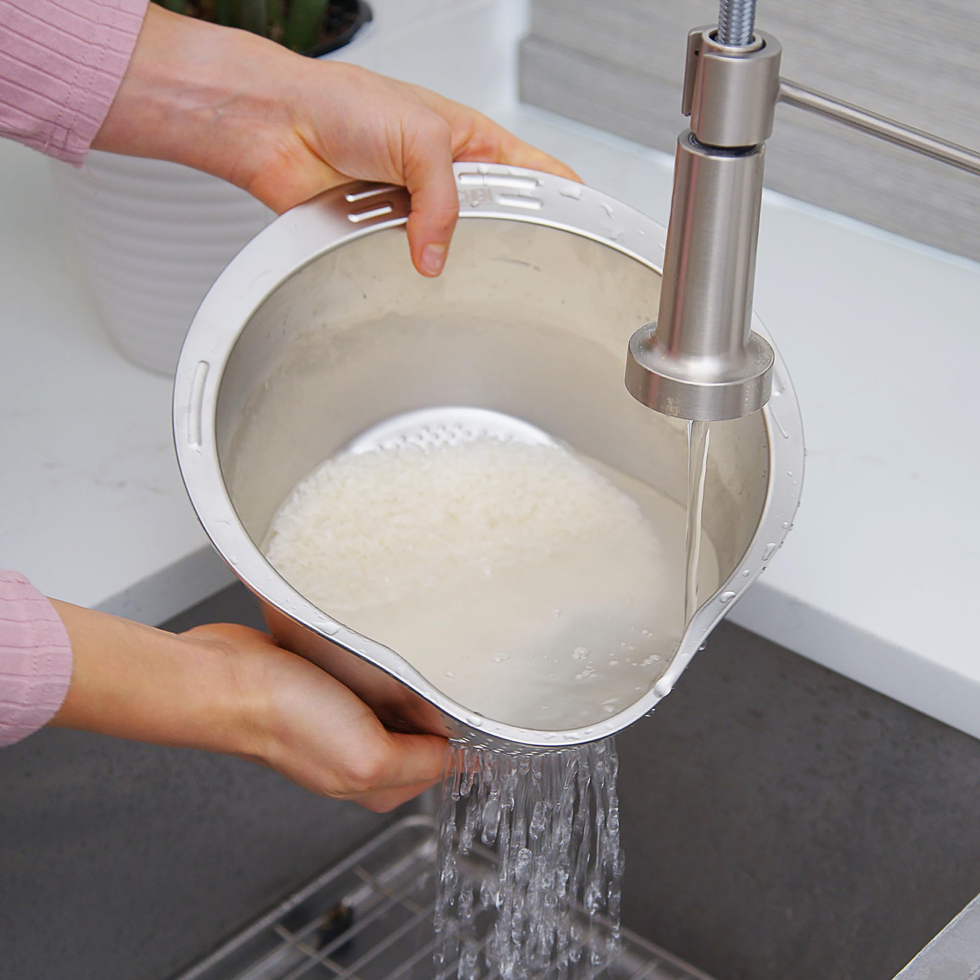 Joyce Chen Colador de arroz de acero inoxidable