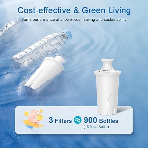Miniatura 4 de Filtro de agua de repuesto para jarras y dispensadores de agua Brita, Classic 35557, Ob03, Mavea 107007 y más, reduce el cloro y el mal sabor, dura
