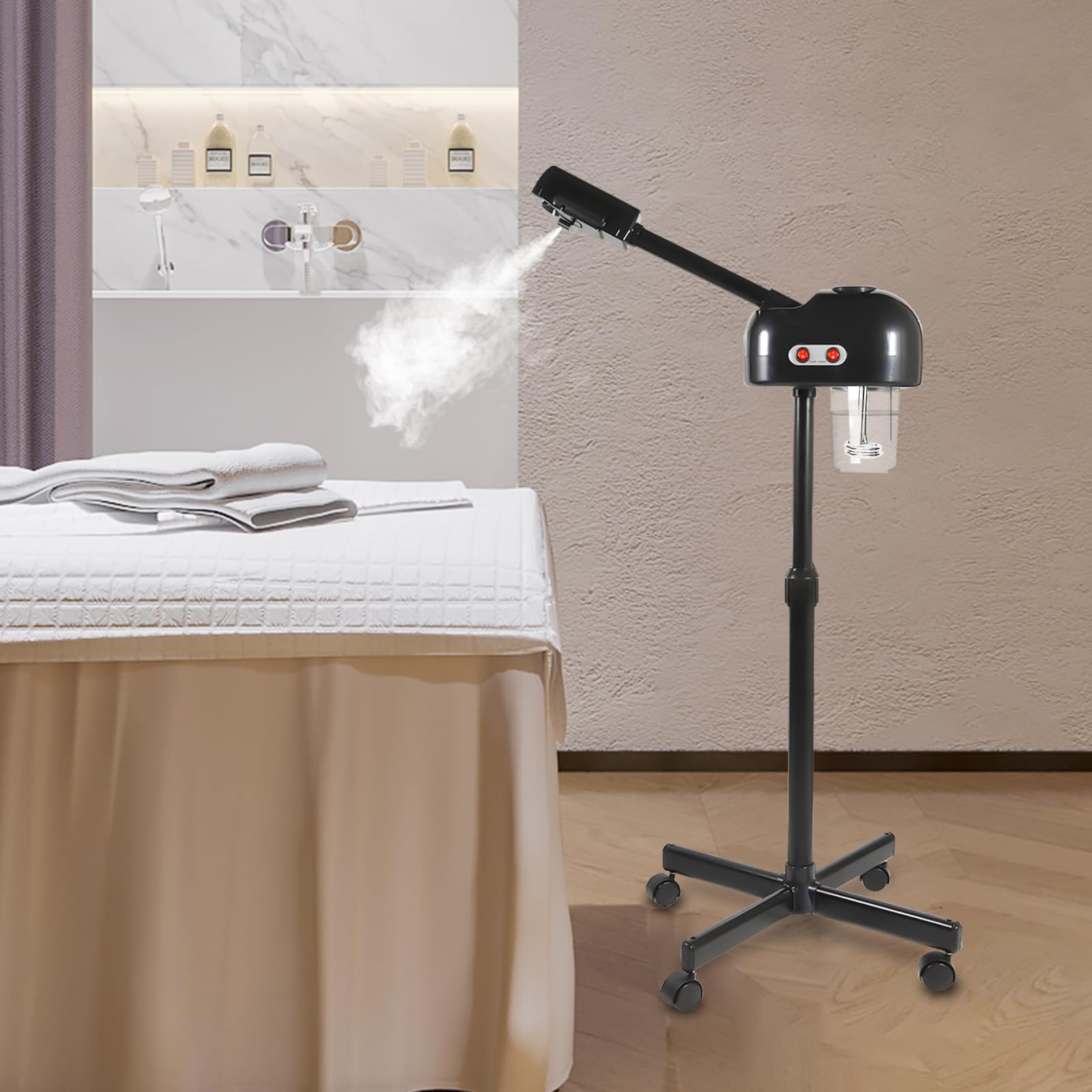 Parowar do twarzy, 650 W, 220 V, sauna do twarzy, SPA, urządzenie do pielęgnacji twarzy, urządzenie parowe do twarzy, do szpitali, salonów kosmetycznych, użytku domowego, kolor czarny
