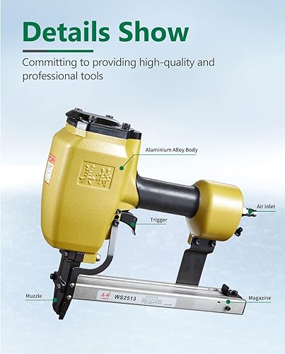 Miniatura 4 de meite WS2513 - Engrapadora corrugada, calibre 25, 1 pulgada, herramienta de fijación corrugada neumática (14 pulgadas a 12 pulgadas)