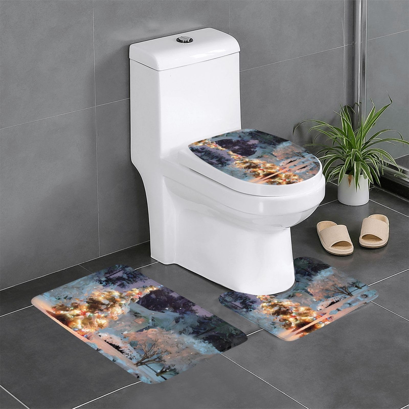Alfombras de baño con gran agarre y suavidad, juego de 3 piezas con árboles de Navidad