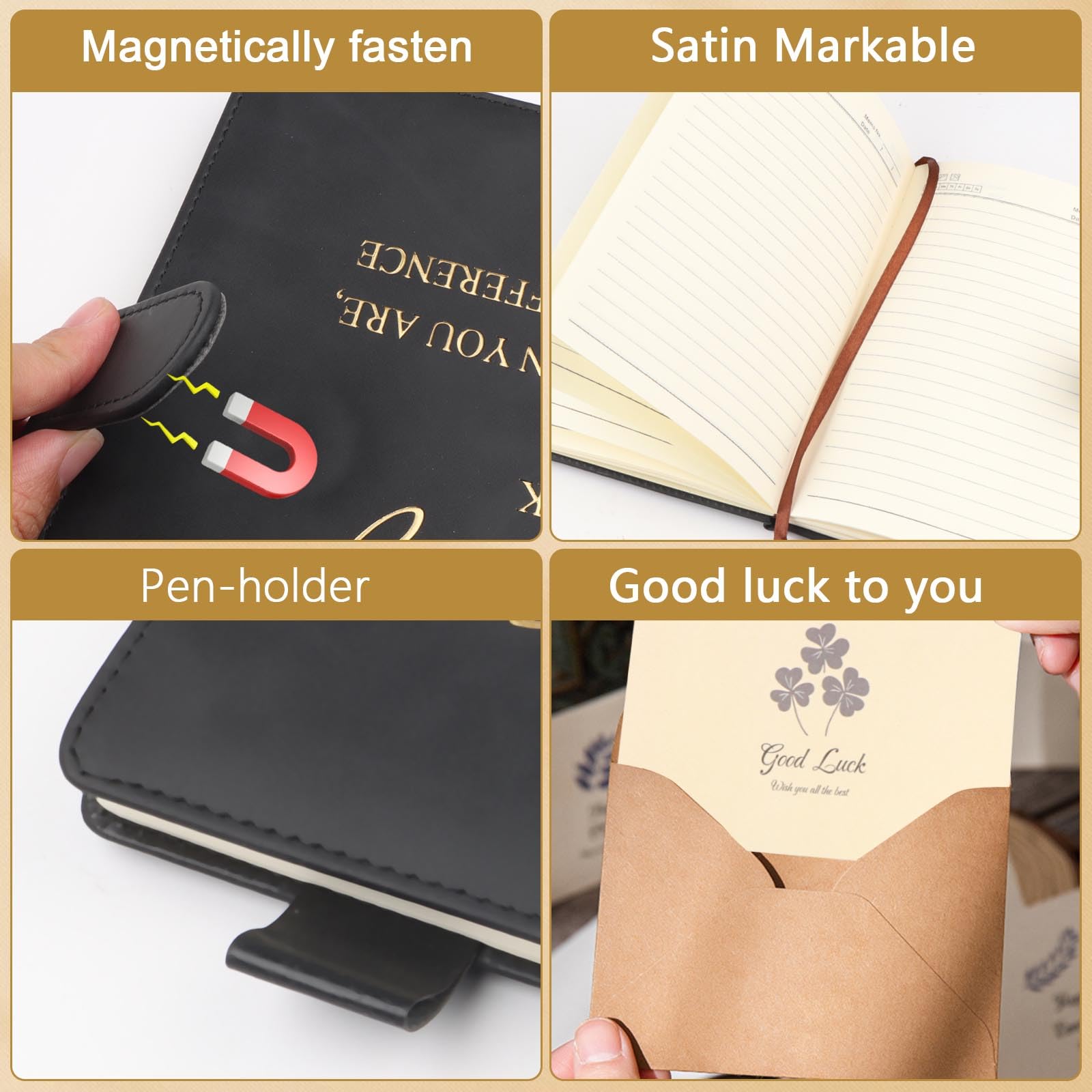 YPLonon Employee Appreciation Thank You Gifts Leather Journal Notebook and Pen Set Inspirational Personalised Notebook with Greeting Card Gift for Employee Volunteer Teacher Colleague - Image 3