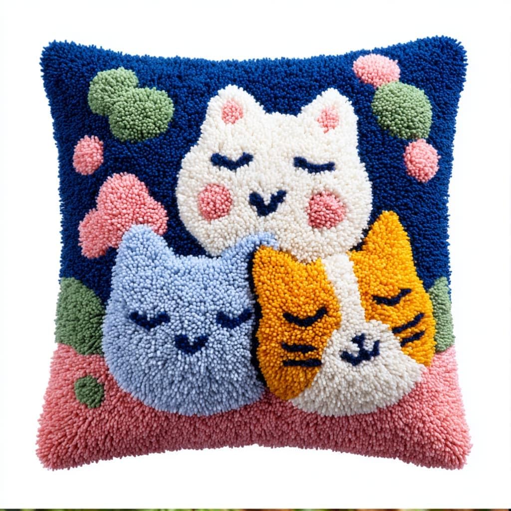 AxiangziK Latch Hook Embroidery Kit,Cartoon DIY Throw Cushion Cover 43X43Cm