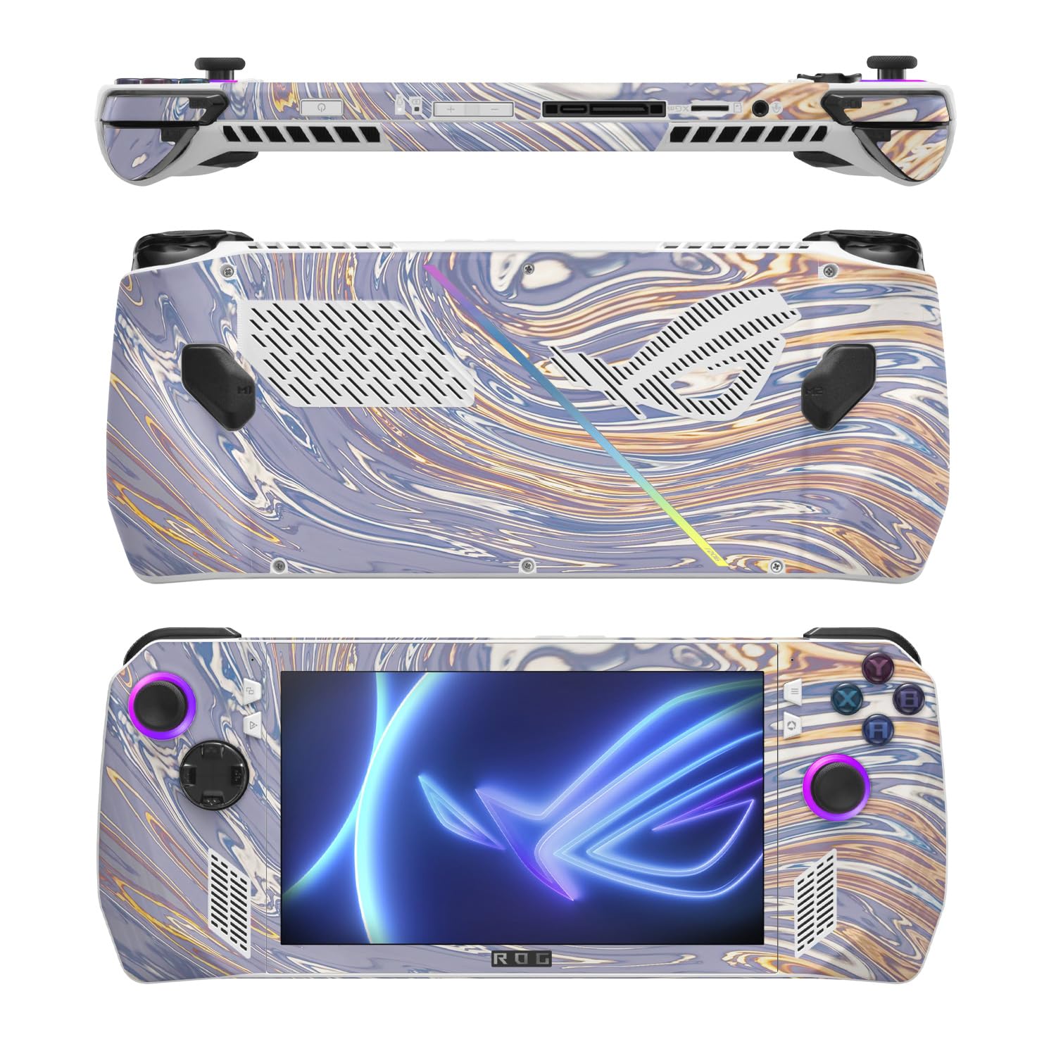 MightySkins Skin Compatible with Asus ROG Ally - Liquid Silver | Protective, Durable, and Unique Vinyl Decal wrap Cover | Easy to Apply, Remove, and Change Styles