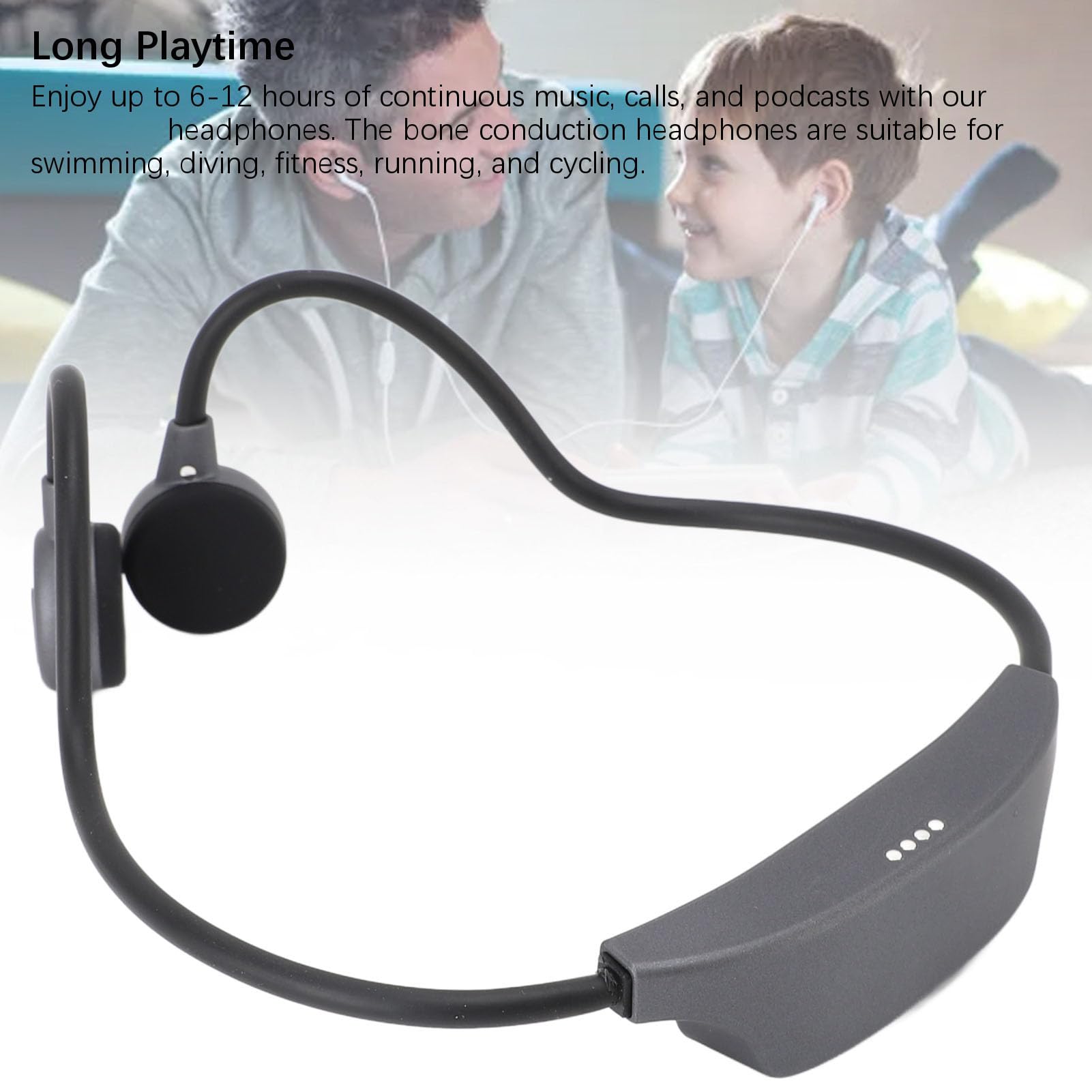 Cuffie Wireless a Conduzione Ossea per Ciclismo, IPX8, Impermeabili, Cuffie 5.3, Lunga Durata di Riproduzione (GRAY)
