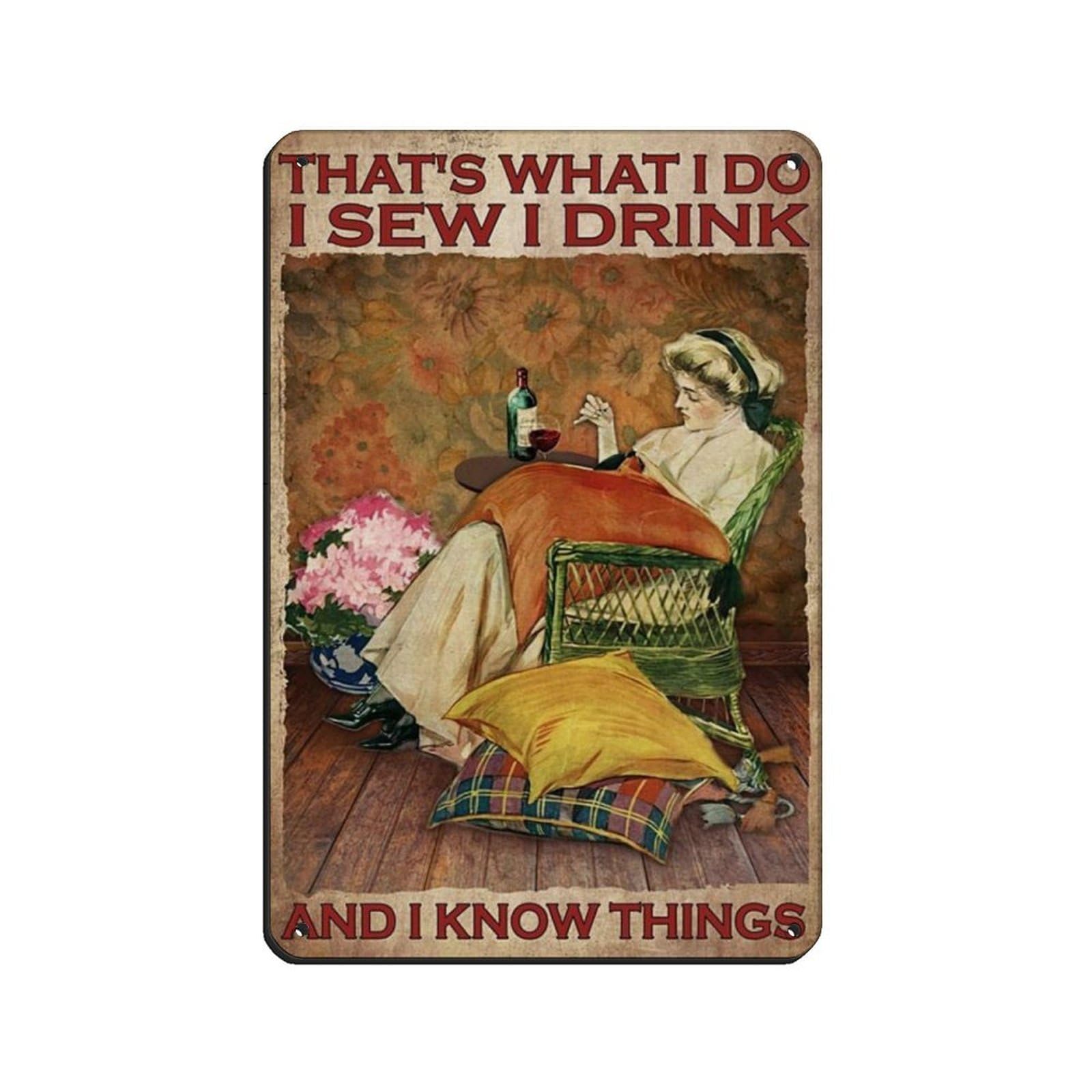 Vintage Poster-Girls And Wine Poster Tin Sign Vintage Metal Pub Club Cafe Bar Home Wall Art Decoration Poster Retro 8x12inch(20x30cm)