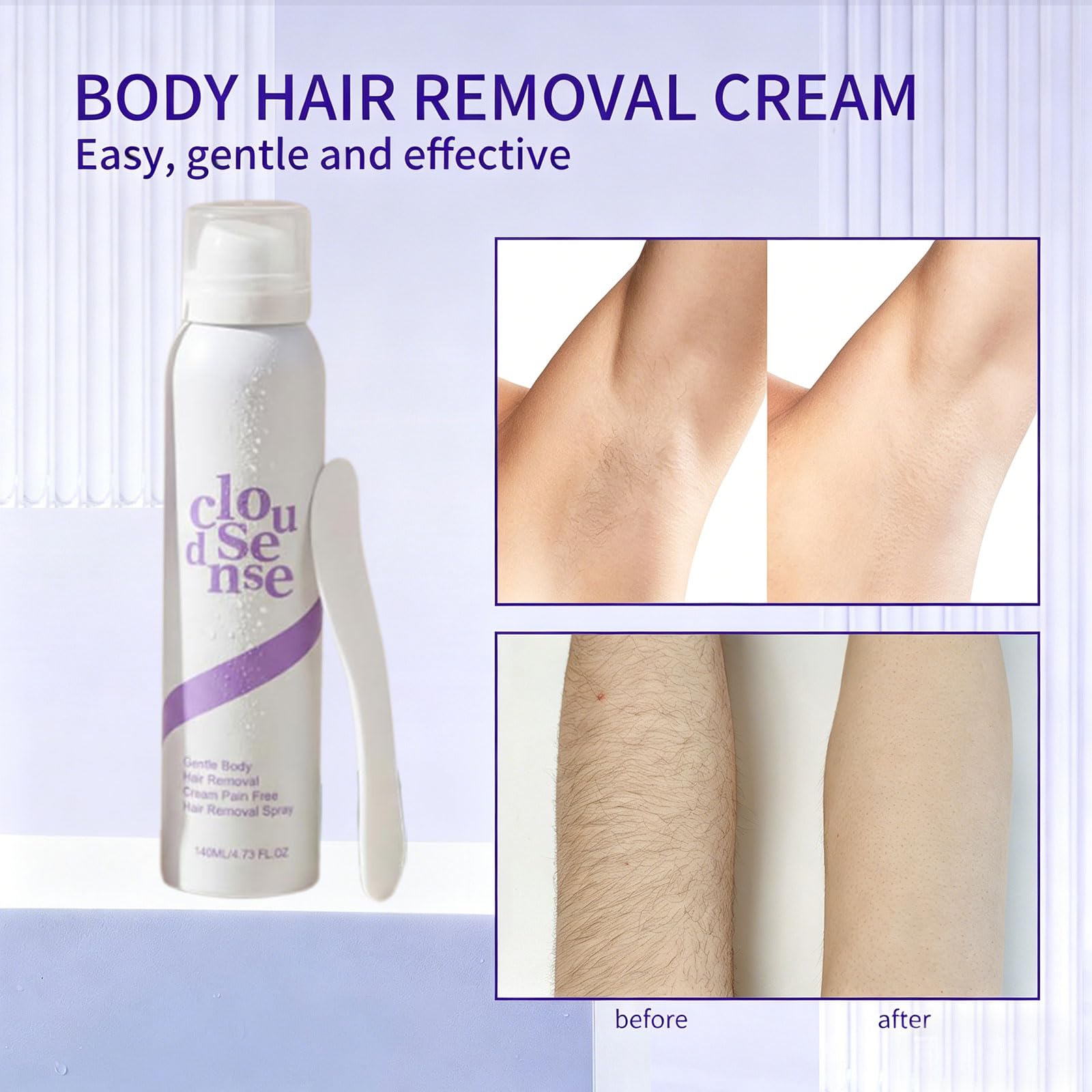 Cloud Sense Pain-Free Hair Removal Spray for Sensitive Skin, Cloud Sense Smooth Hair Removal Spray,Suitable for Every Skin Type and Corner Women and Men (1pc) - 2