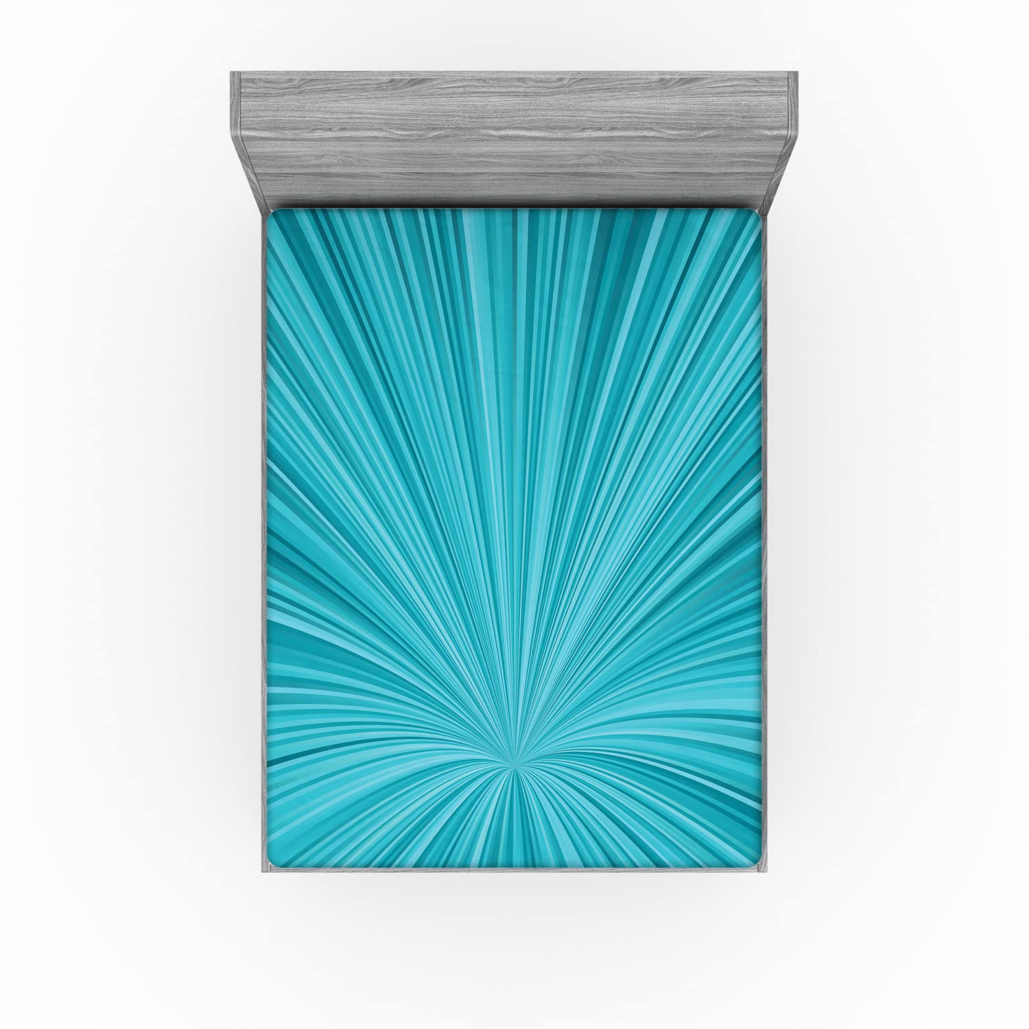 Ambesonne Teal 2 Pack Fitted Sheet, Abstract Vortex Design, Bed Cover All-Round Elastic Deep Pockets 2 Pieces, Package Contains 2 California King Fitted Sheets, Turquoise Teal