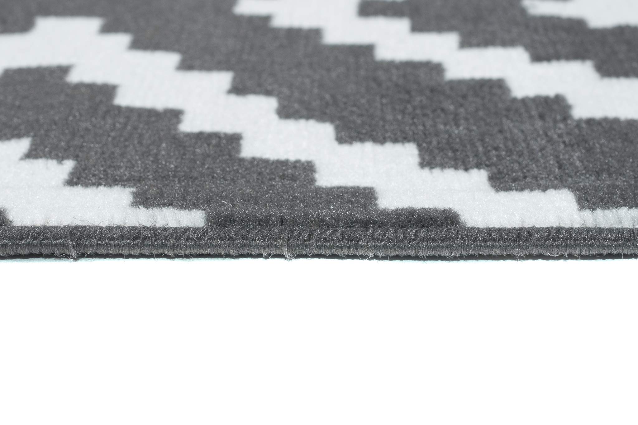 TAPISO Luxury Tapis Poils Ras Moderne Gris Foncé Blanc Géométrique Marocain Losanges Tapis Salon Chambre Adulte Salle à Manger Bureau Oeko-TEX Résistant 120 x 170 cm