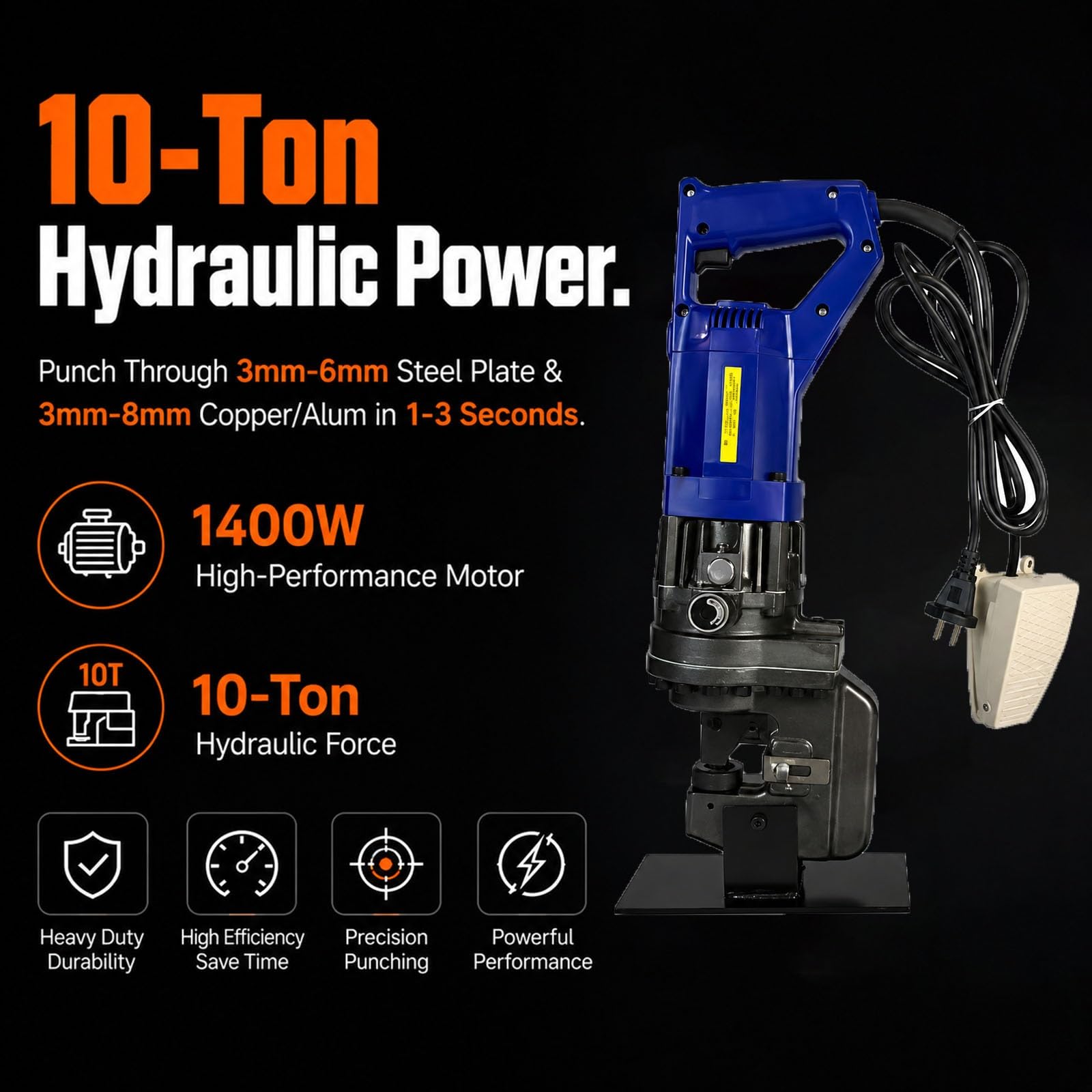 Hydrauliczna Wycinarka 1400W do Modyfikacji Ram Ciężarówek, Elektryczna Maszyna do Metalu do Kątowników i Grubych Płyt Stalowych