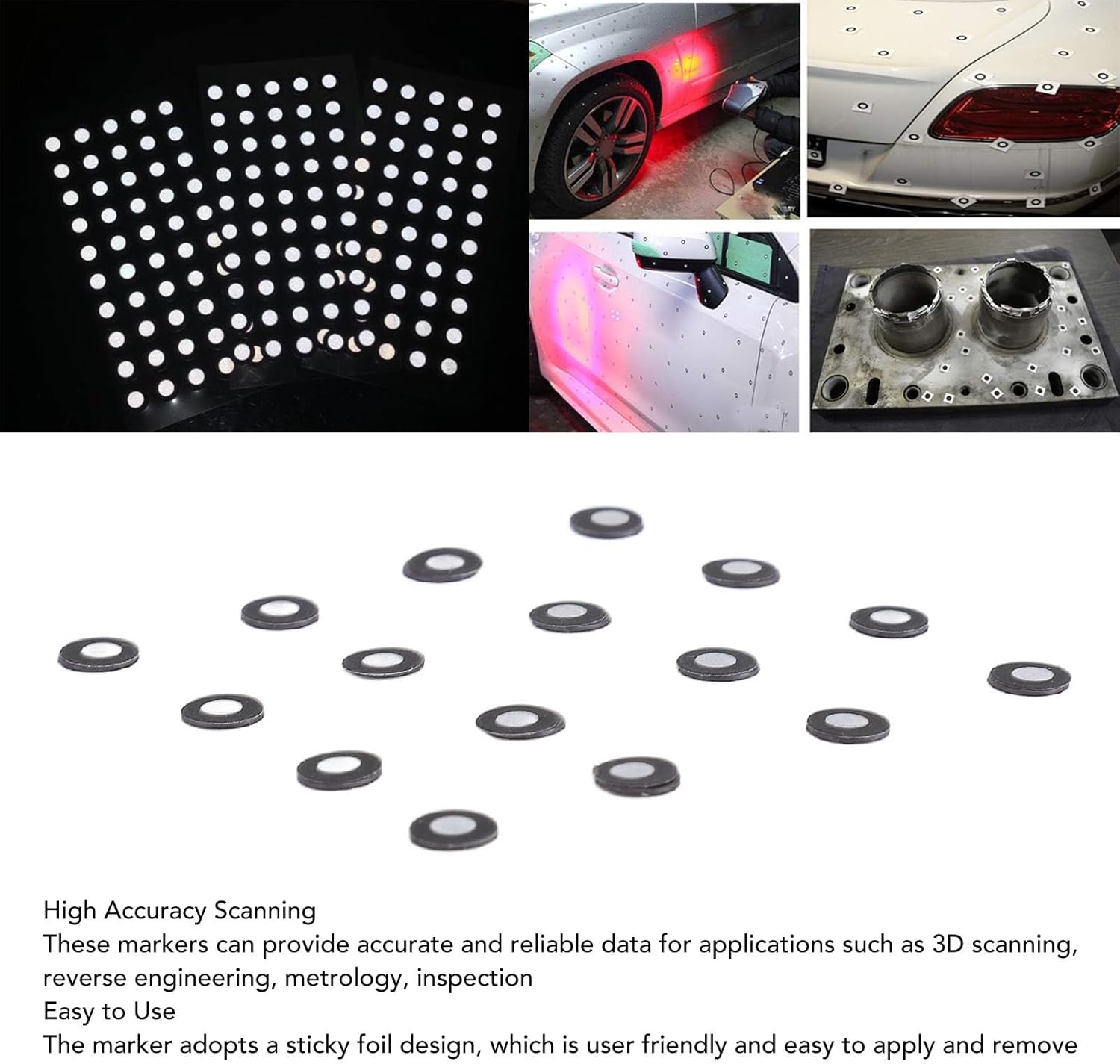 150 Pcs 3D Scanning Markers Magnetic Scan Position Targets High Reflective Reference Point Tracking Dot 3mm ID 6mm OD