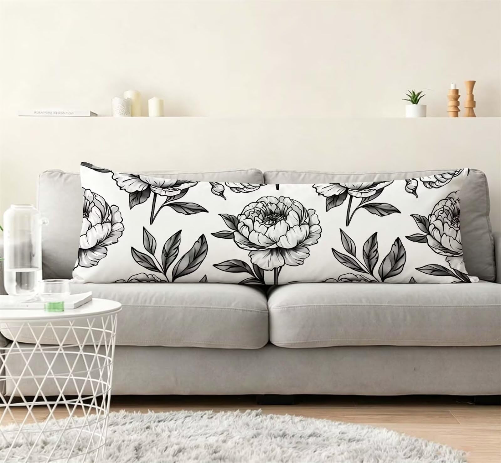 Fodera Cuscino 50 x 150 cm, Nero-1 Velluto Copricuscini Letto, | con Invisibile Cerniera, Morbida e Traspirante, per biancheria da letto, divano, hotel, chi dorme sul fianco Bianco j-185
