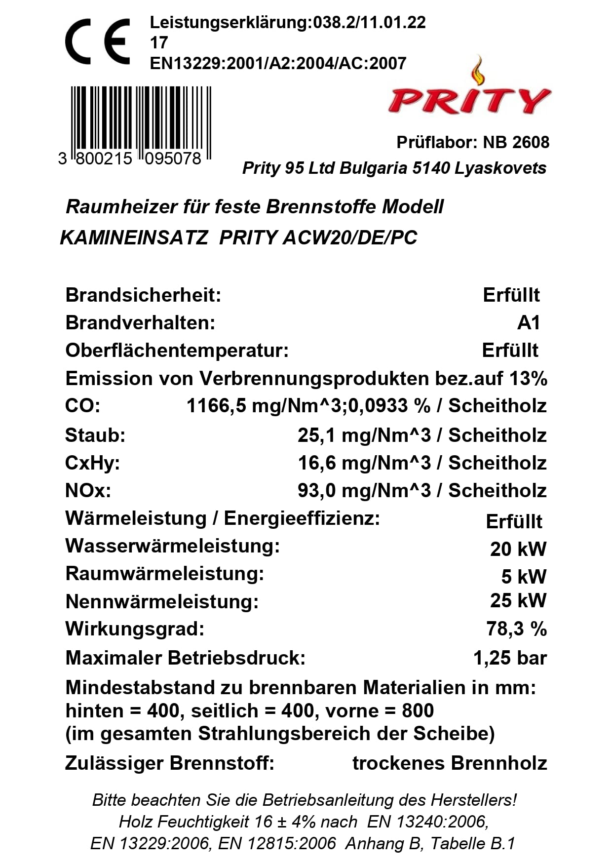 Prity - Inserto camino angolare caldaia MultiFuel a legna 25 Kw, W20