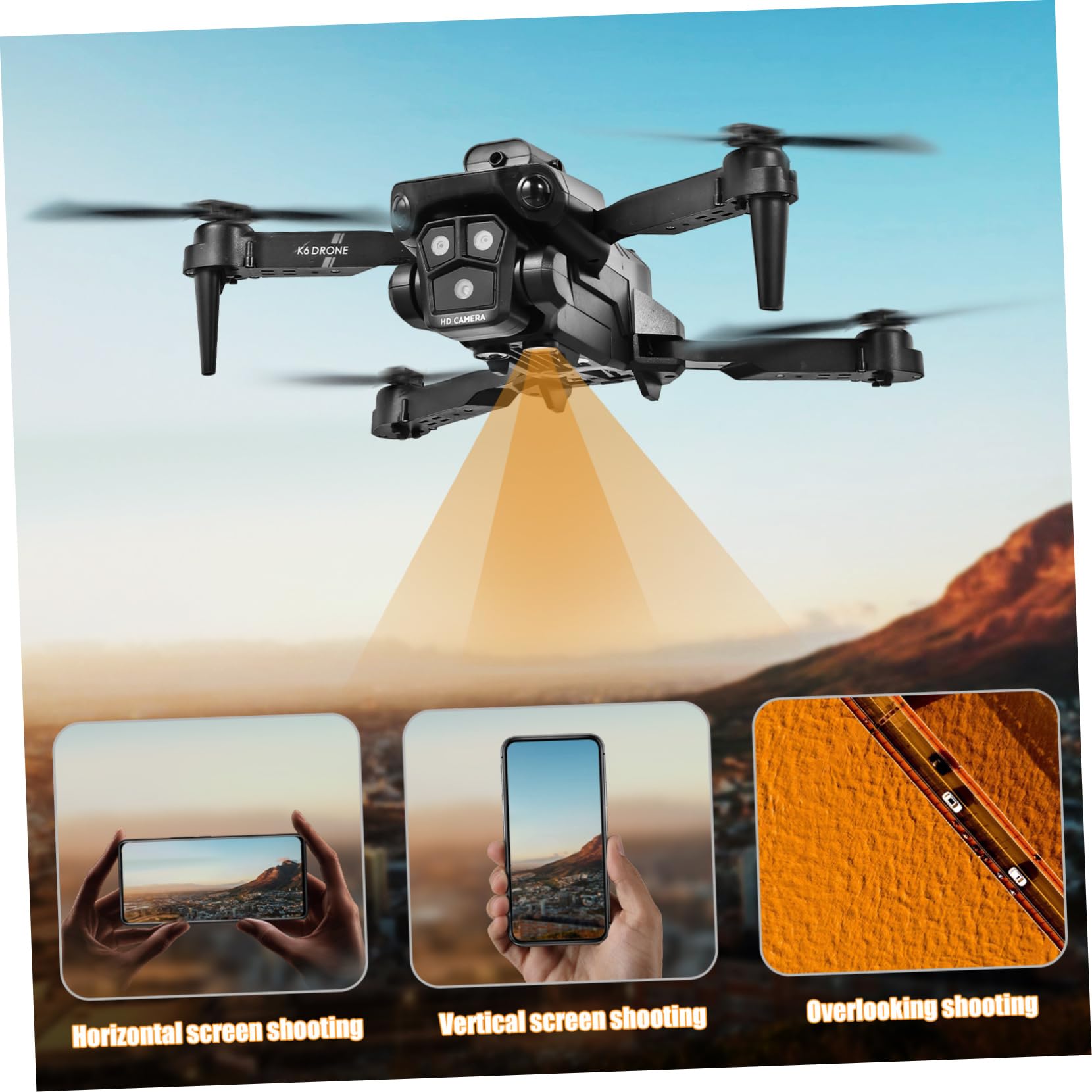 PRETYZOOM Dron Evitación de Obstáculos Plegable con Triple Cámara HD y Doble Batería y Lente Ajustable de 150° para Fotografía Aérea y Viajes Familiares