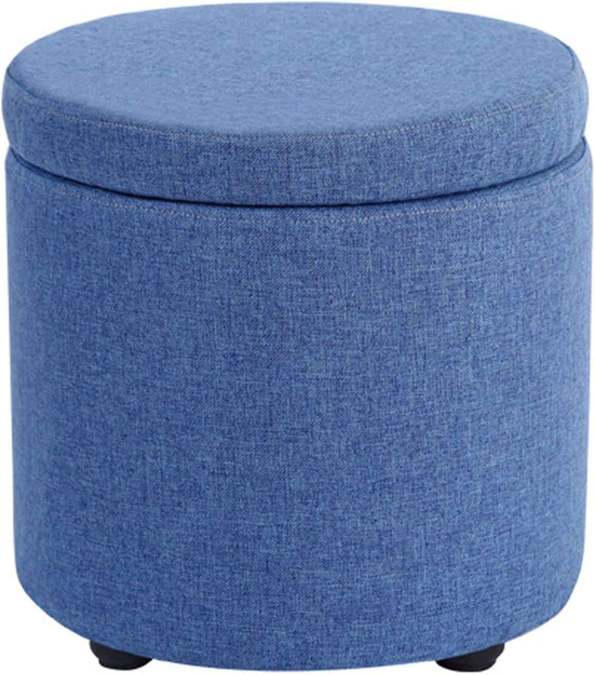 Ottoman repose-pieds bleu 32cm avec boîte de rangement peu encombrant pour salon