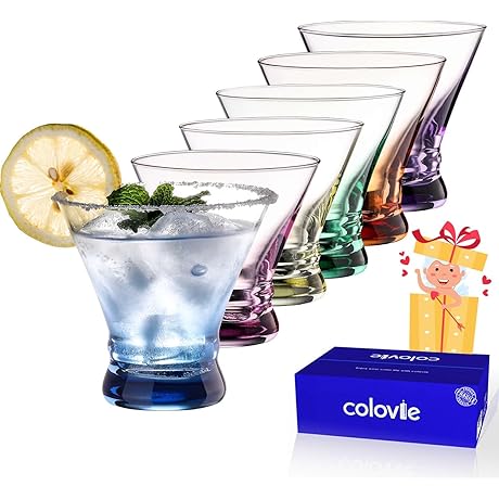 ColoVie Martini Glasses Set of 6 - Cocktail Glasses