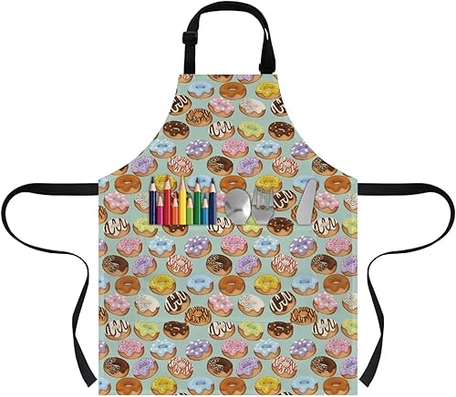 Cozeyat Delantales de cocina para niños y niñas, delantales de pintura con bolsillos, delantales ligeros con correa ajustable