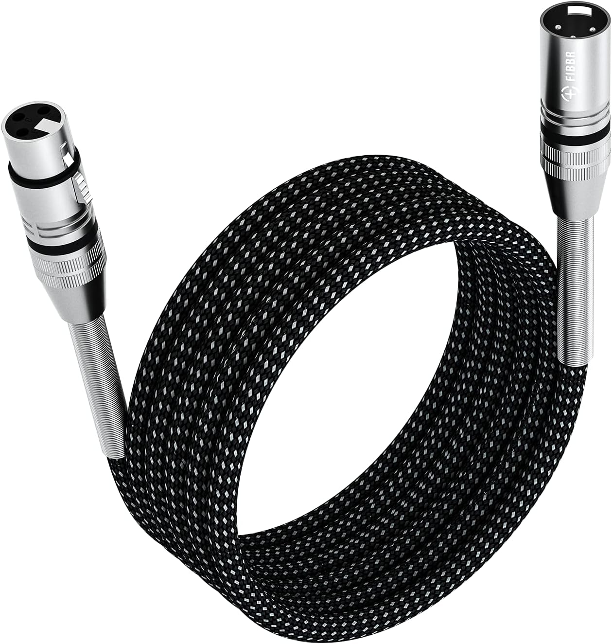 FIBBR XLR Cable 3M, Microphone Cable Nylon Braided XLR Male to Female Heavy Duty Balanced Microphone Cord Compatible with Preamps/Speaker Systems and More