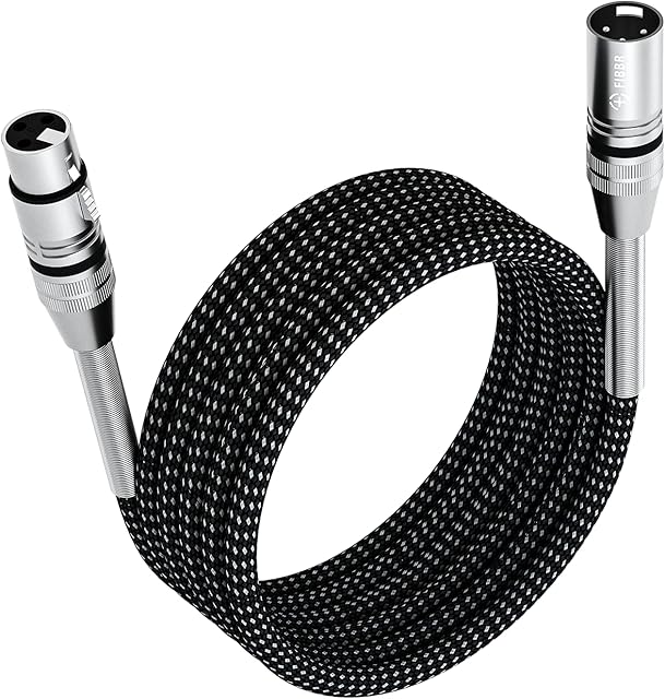 FIBBR XLR Cable 3M, Microphone Cable Nylon Braided XLR Male to Female Heavy Duty Balanced Microphone Cord Compatible with Preamps/Speaker Systems and More
