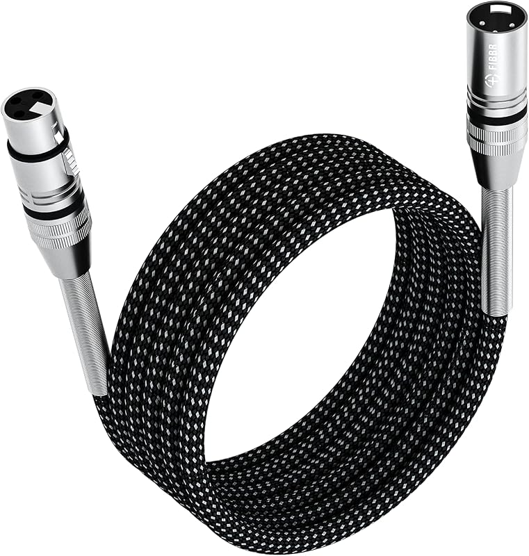 FIBBR XLR Cable 10ft/3M, Microphone Cable Nylon Braided XLR Male to Female Heavy Duty Balanced Microphone Cord Compatible with Preamps/Speaker Systems and More