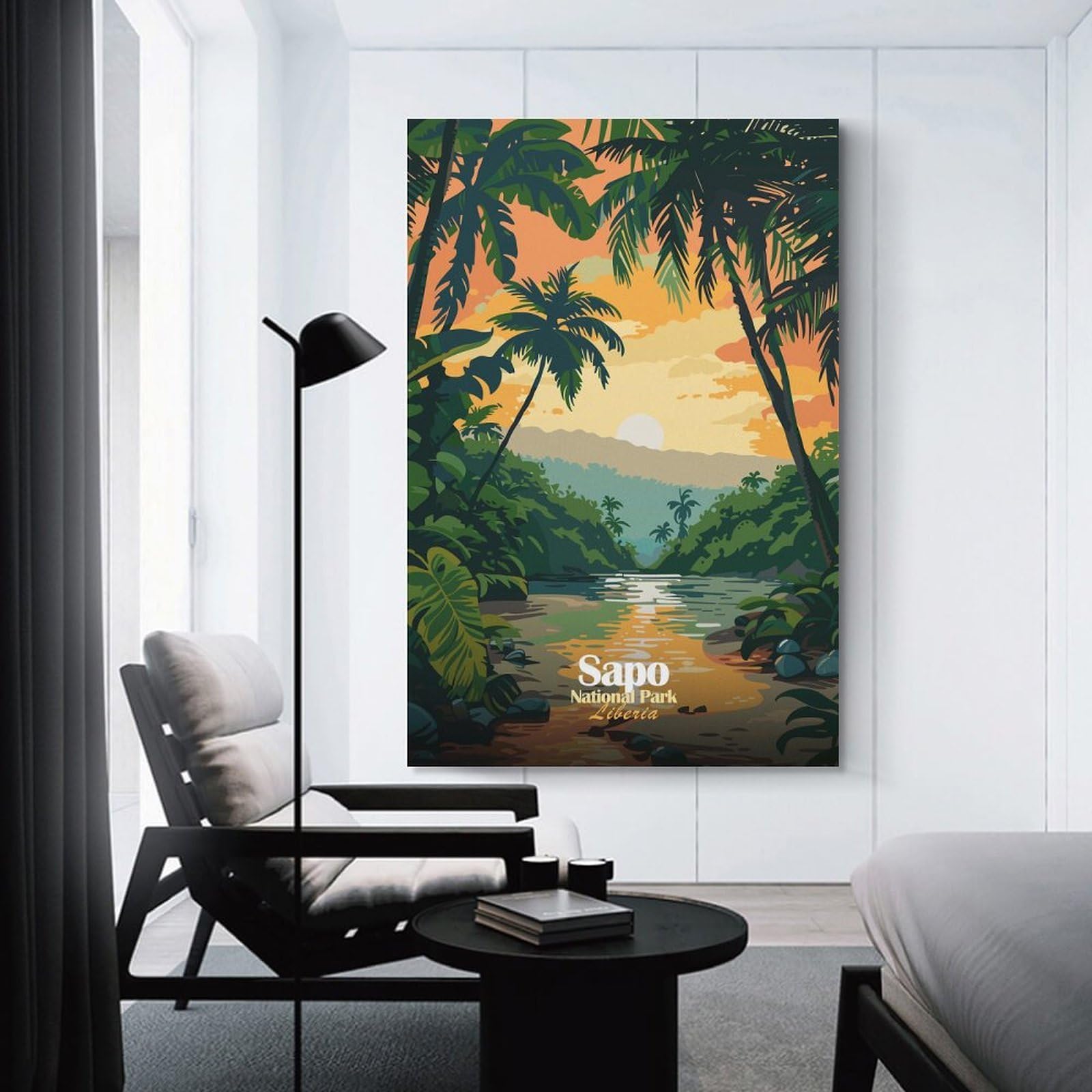 Junmoney Decorative Wall Artwork Sapo National Park, Liberia Illustration, 24x36inch(60x90cm), for Lounge, Bedroom Or Personal Spaces, Gift Idea for Housewarming And Birthdays