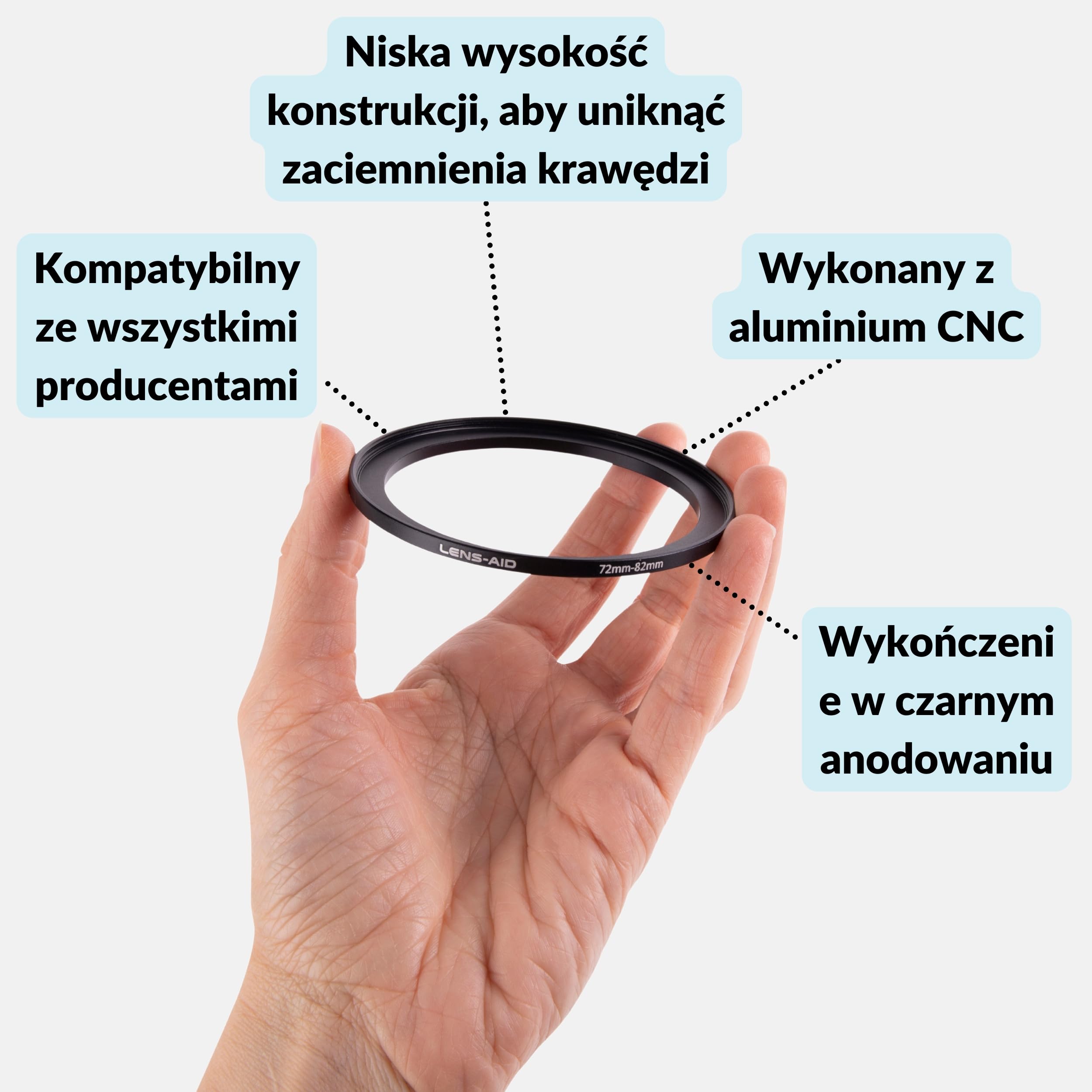 Lens-Aid Step Up Ring 62-77 mm do obiektywu aparatu: adapter filtra z metalu do ND, UV, filtra polaryzacyjnego itp. - Pierścień adaptera kompatybilny z Sony Canon Nikon Fujifilm Olympus Pentax Leica