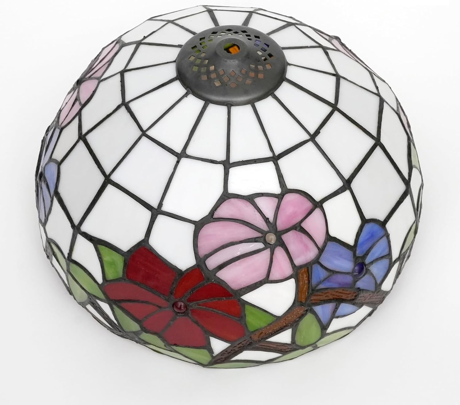 Tiffany Style Lamp Shade, 12 Inch Tricolor Morning Glory Stained Glass Lamp Shade Replacement Lamp Cover Accessories Fit for Table Lamp Pendant Light Ceiling Light