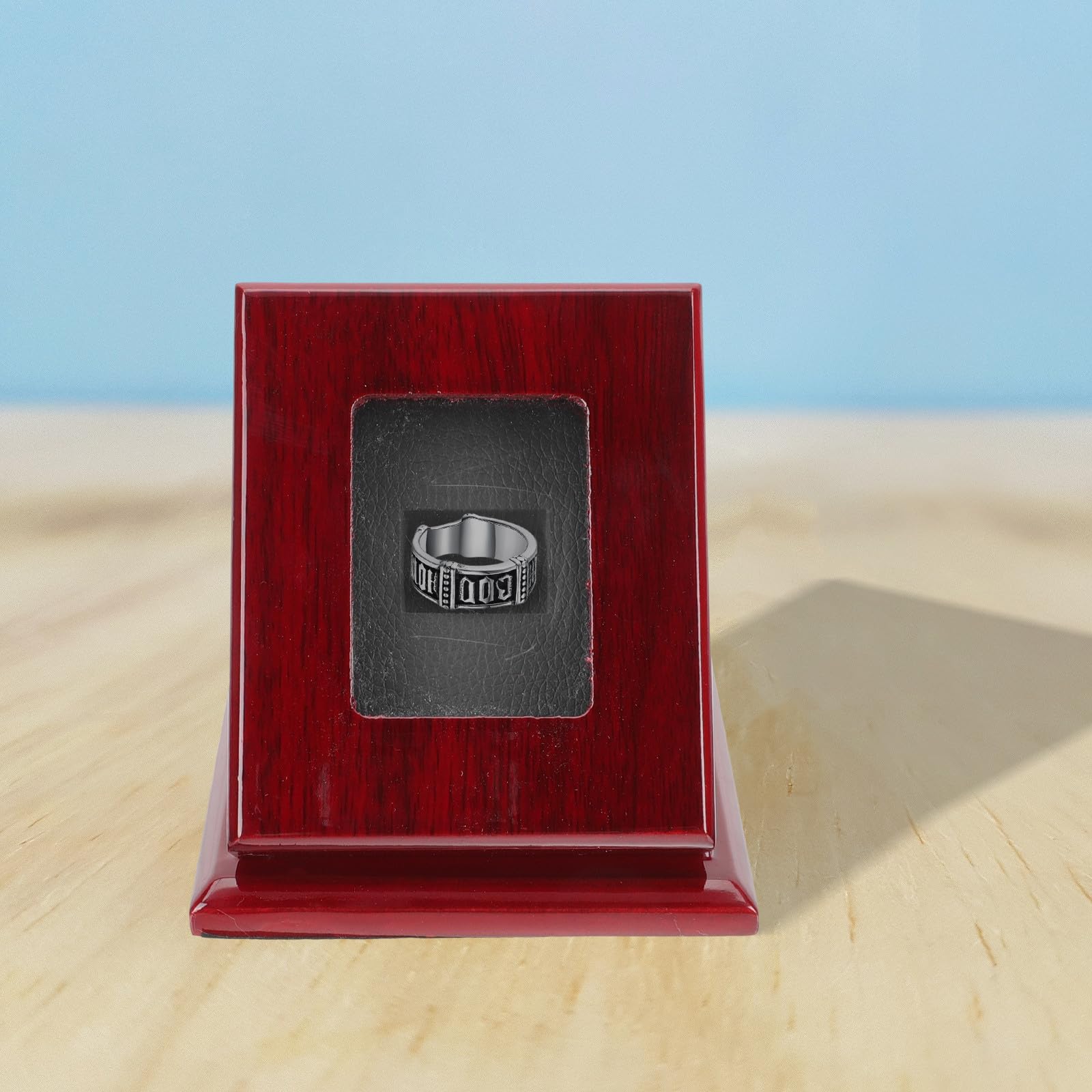 LALAFINA Estuche Decorativo de Madera Sólido y Resistente para Guardar Anillos de Campeonato Diseño Compacto y Elegante para Exhibición