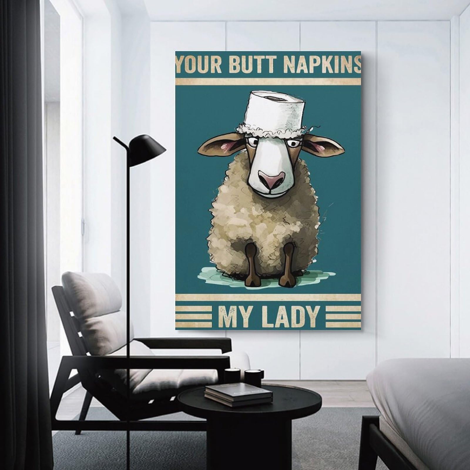Junmoney Sheep Your Butt Napkins Home Decor Wall Art 24x36inch(60x90cm), for Art Walls, Layered Displays Or Homes, A Versatile Canvas Print for Layering