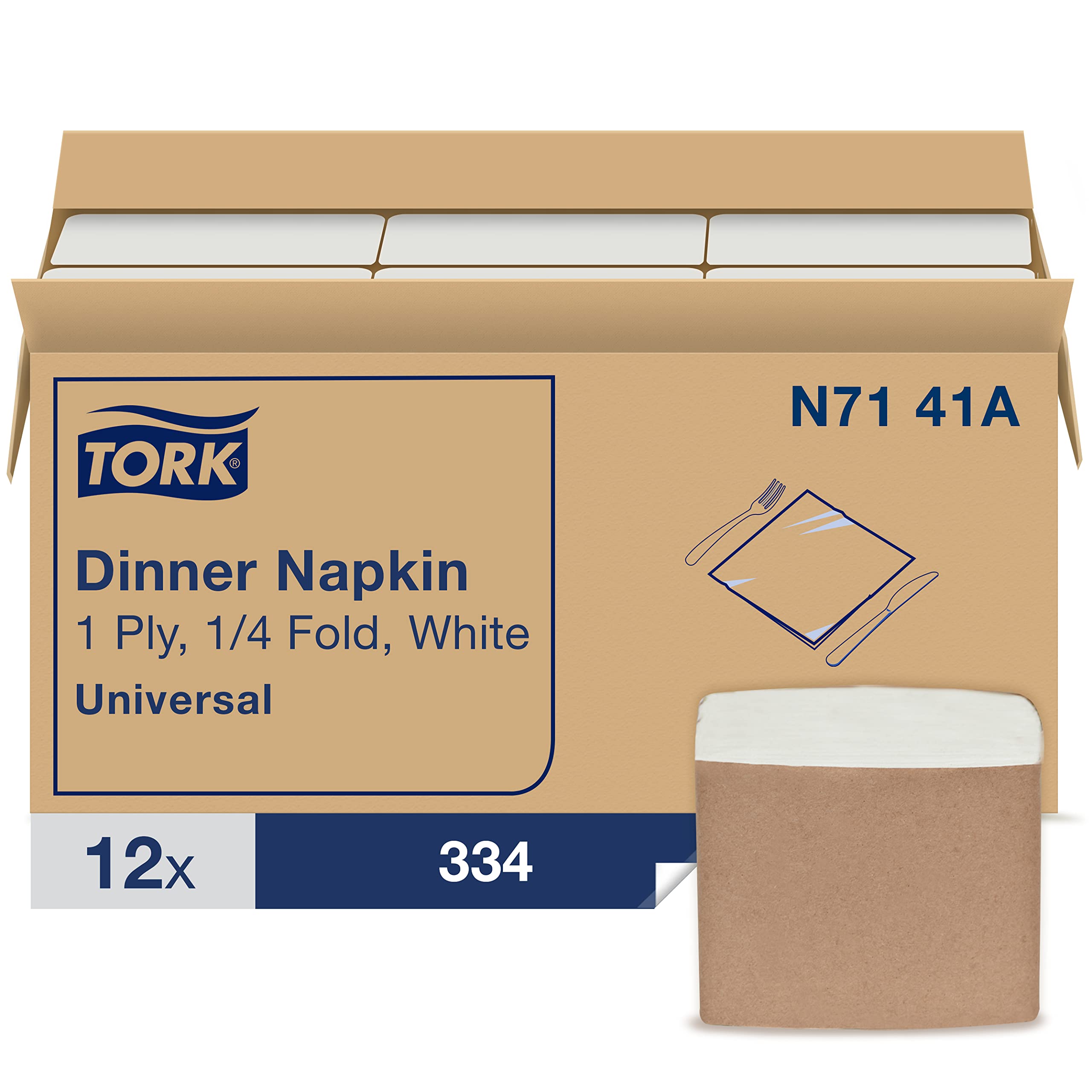 Tork White Dinner Napkin, 1/4 Fold 1-ply, 17