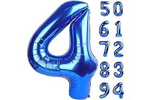 4th Blue Party Decor: Navy Blue Number 4 Balloon