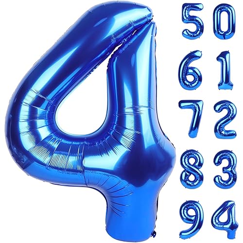 Navy Blue 4 Balloon, Number Balloon 40 Inch, 4th Blue party decorations, Four Large Numbers for Party Decor, Number 4 Balloon