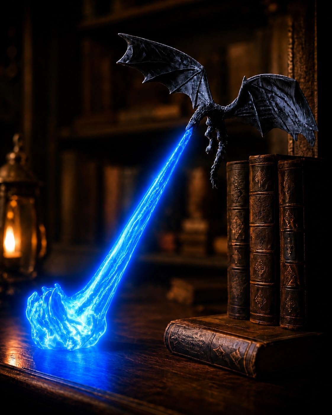 Dragon Book Nook Light, 3D Printed Flying Fire-Breathing Bookshelf Decor