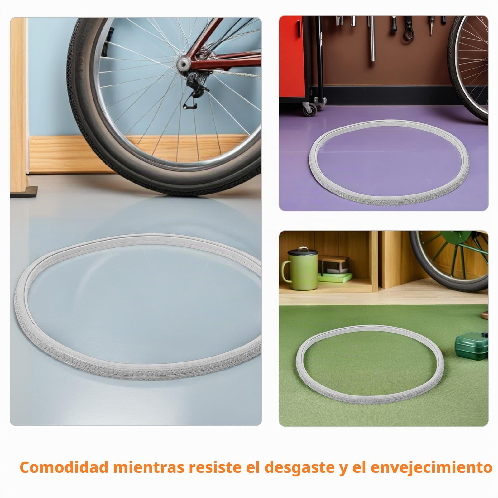 COLLBATH 2 Neumáticos Sólidos de Pu para Silla de Ruedas Traseros y Delanteros, Resistentes Mantenimiento, Ideales para Uso en Interiores y Entornos Silenciosos